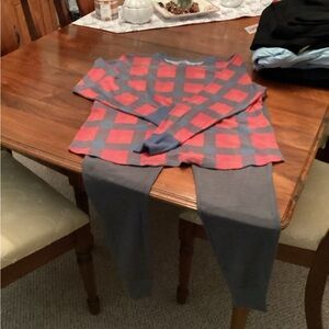 Cuddl Duds orange and Gray Checkered Pajama Set